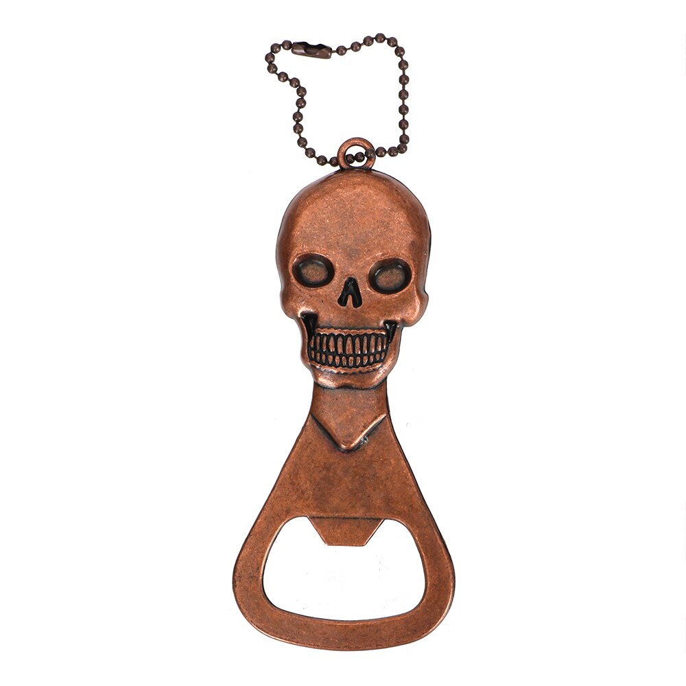 Abridor de esqueleto para cerveza, accesorios de cocina, abrebotellas de cobre Retro con cabeza de Calavera, llavero, utensilios de Bar: Red Copper