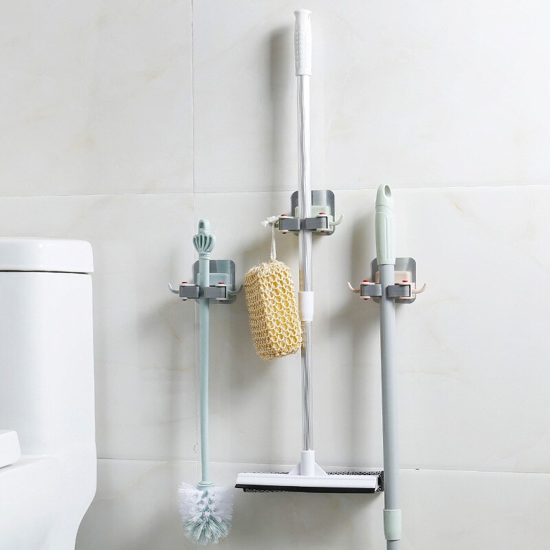 Ecobravo multifunctionele dweilhouder zonder stoten, badkamer wandhanger, dweil, badkamer wandbezemhouder, huishoudelijke opbergtool