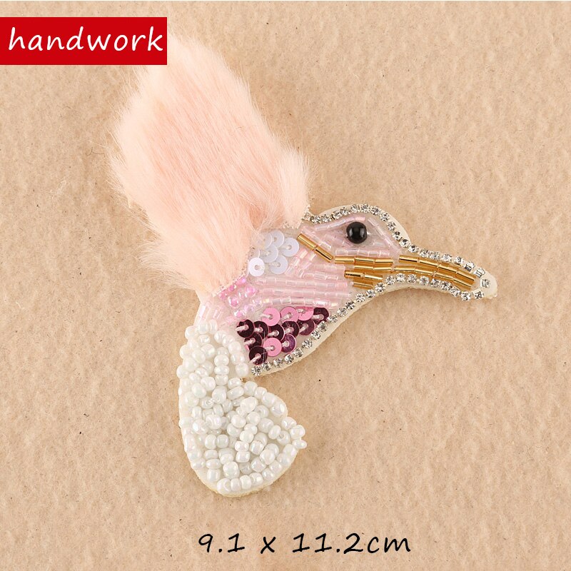 1 stks Lovertjes bont Flamingo Patch voor Kleding Naaien op Strass Kralen Applique voor Jassen Jeans Tassen Schoenen Kralen Applique: Bird