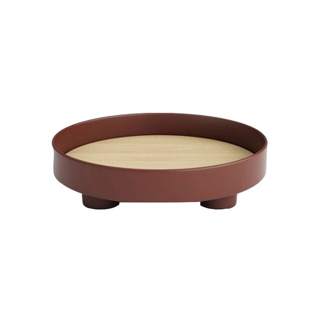Plateau de service rond, plats à thé, plats à boissons, bijoux, articles divers, plateau de rangement de bureau, plateau de service rond, vaisselle de cuisine, plateau de décoration pour la maison zz: wine red