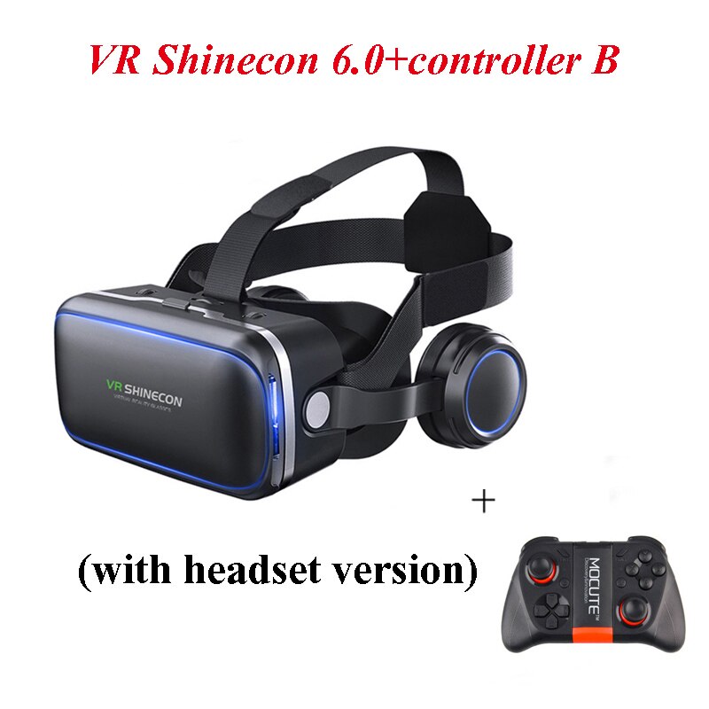 VR Shinecon 6.0 3D bril Virtual Reality bril google Kartonnen VR DOOS 2.0 VR headset met koptelefoon gampad Voor smartphone