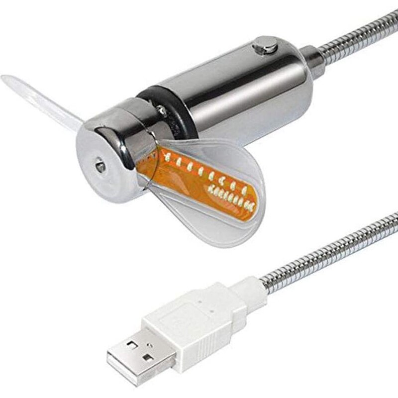 USB LED Clock Fan - Mini Flexible Quiet Cooling Fan with 2 USB Ports for Office, Home & Travel