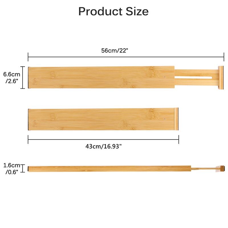 2/4PC Home Partition Board Retractable Adjustable Bamboo Board Free Separation Office DIY Drawer Divider Easy to install