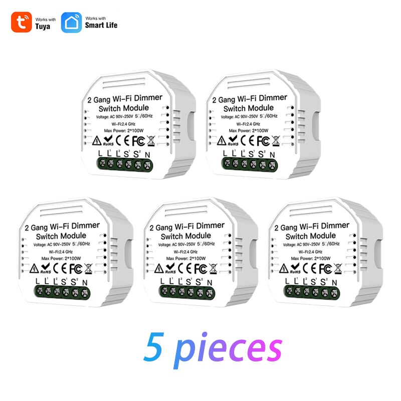 Led Dimmer Module Smart Leven/Tuya App Diy 2 Gang Wifi 2 Way Lichtschakelaar Afstandsbediening Werk met Alexa Google Thuis