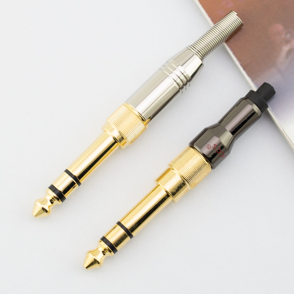Gold-plated 3.5mm headphone threaded welding head 6.35mm to 3.5 conversion plug repair headphone plug
