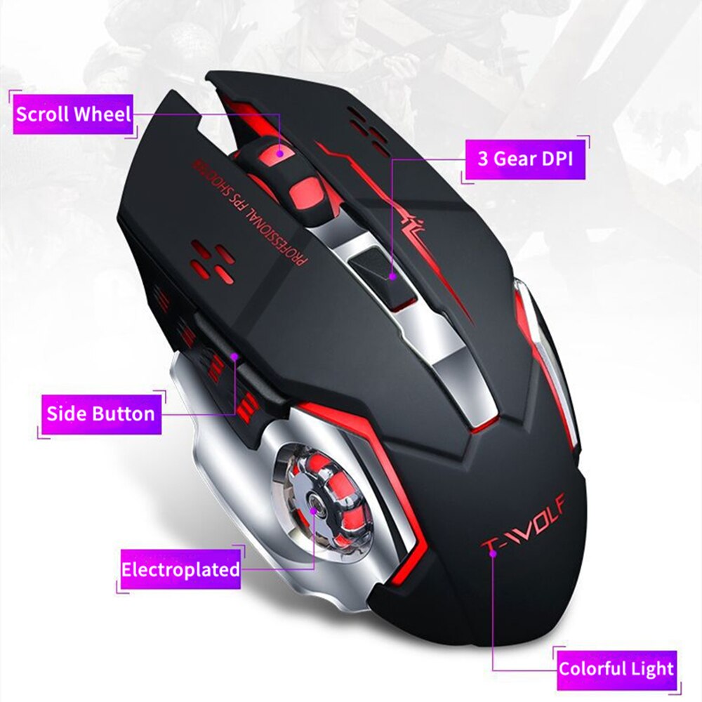 KUU Q13 Profession wireless Gaming Mouse 6 Buttons 2400 DPI LED Optical USB Computer Silent Mouse For PC laptop