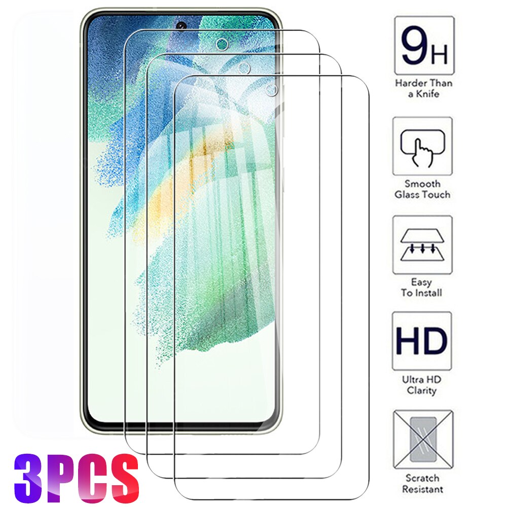 3 pezzi di impronte digitali sbloccati S 22 S22 + vetro protettivo per Samsung Galaxy S21 FE S22 Plus 5G 21fe pellicola protettiva per schermo