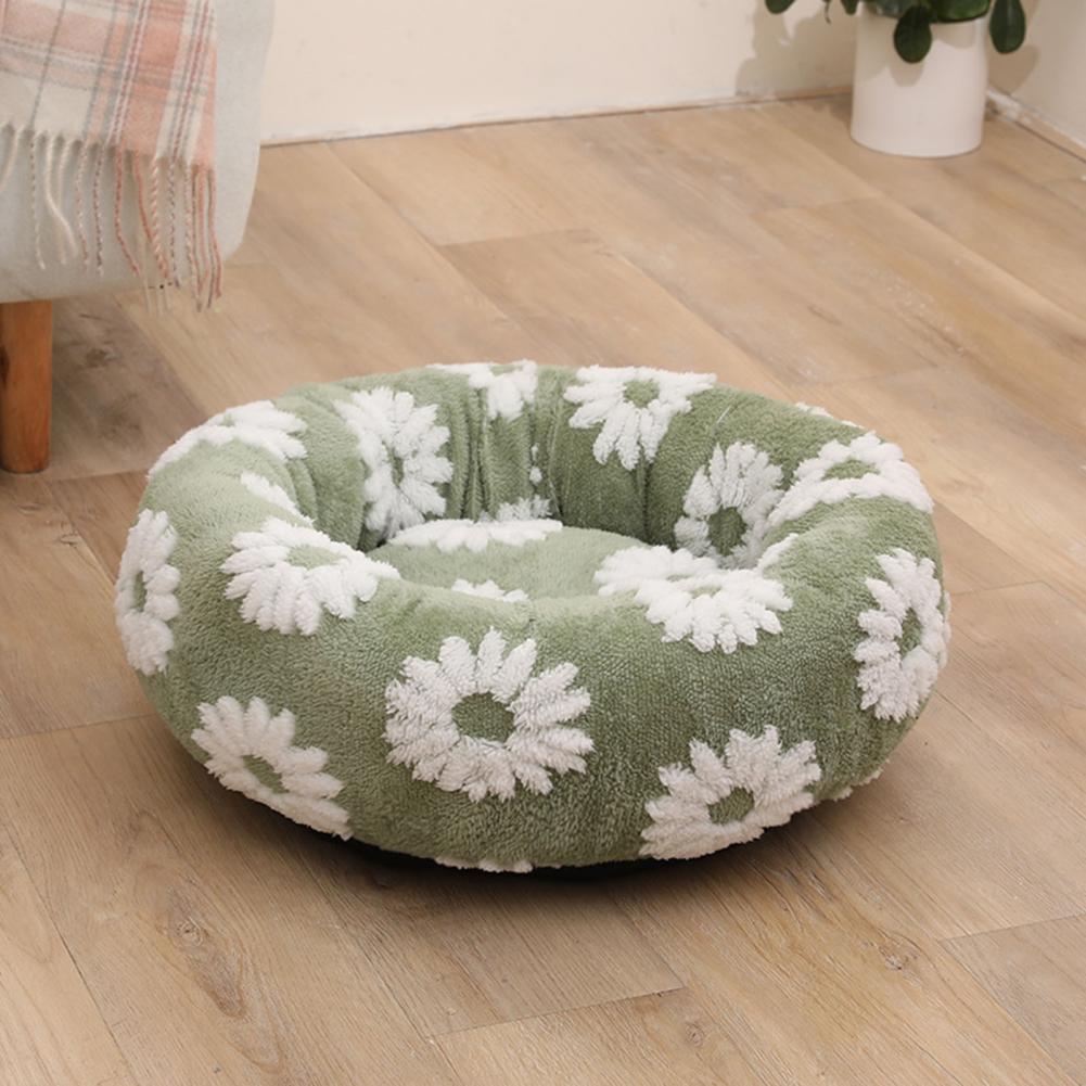 Donutvormig honden- en kattenmandje, antislip, knus huisdierbedje, pluche zacht kussen, rustgevend warm nest voor kleine honden en katten
