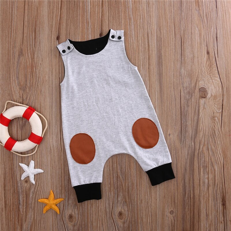 Top Baby Kids Jongen Meisje Baby Mouwloze Romper Jumpsuit Katoen Kleding Outfit Set 0-24 M