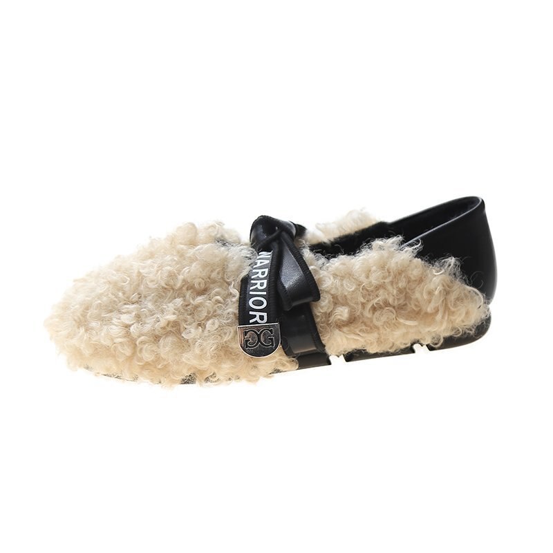 Bont Vrouwen Voor Schoenen Pluche Warm Houden Platte Schoenen Vrouwen Casual Gesp Loafers Bont Schoenen Vrouw Zapatos De Mujer Dames katoenen Schoenen