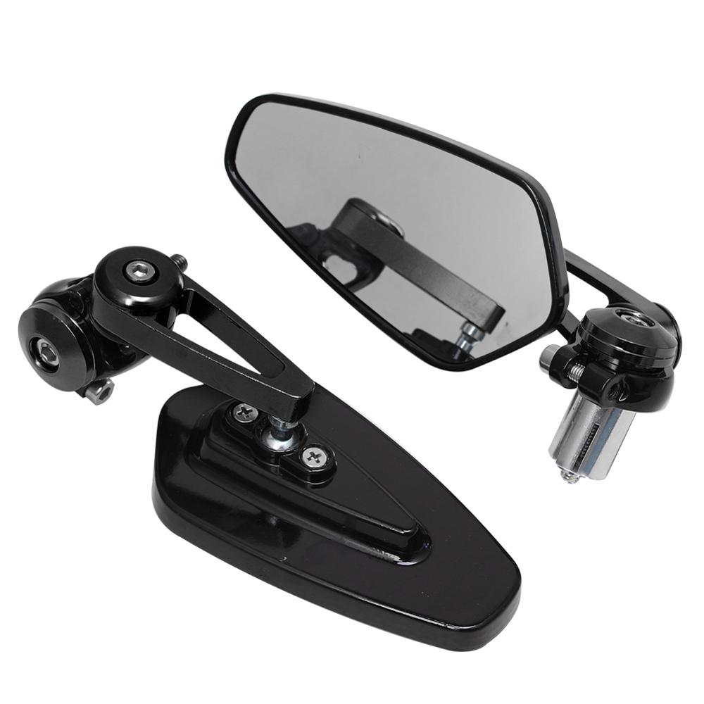 7/8" 22mm Universal Motorcycle Aluminum Rear View Black Handle Bar End Side Rearview Mirrors For Honda Cafe Racer