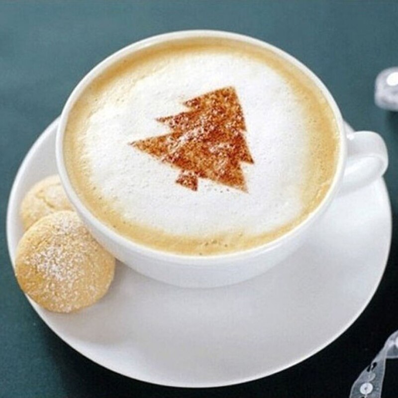16 stuks/set plastic cappuccino koffie stencil filter koffiezetapparaat koffie barista mal mal spuitkussen koffie tools 13*8.5cm