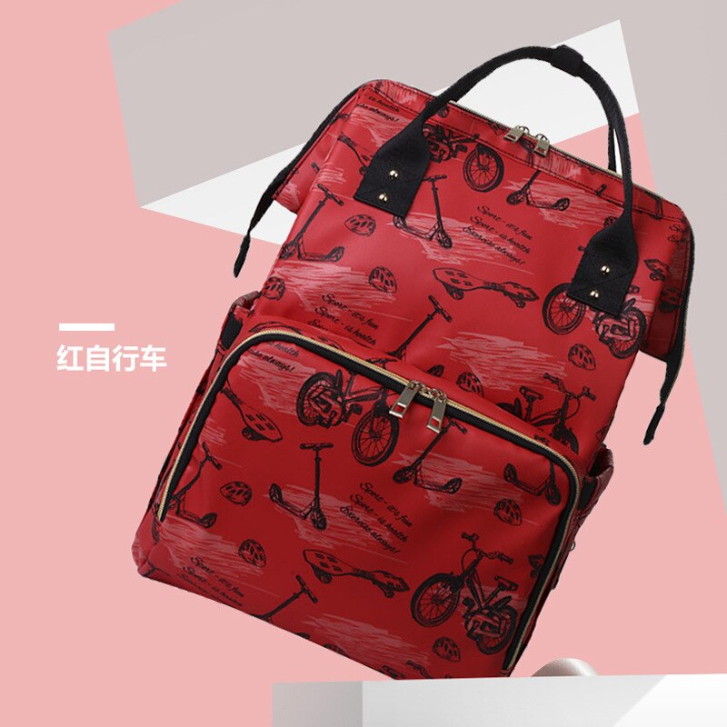 Multifunctionele Grote Capaciteit Rugzak Licht Moeder Tas Beginnende Moeder Tas Zwangere Vrouw Zorg Waterdichte Tas: Red Bicycle