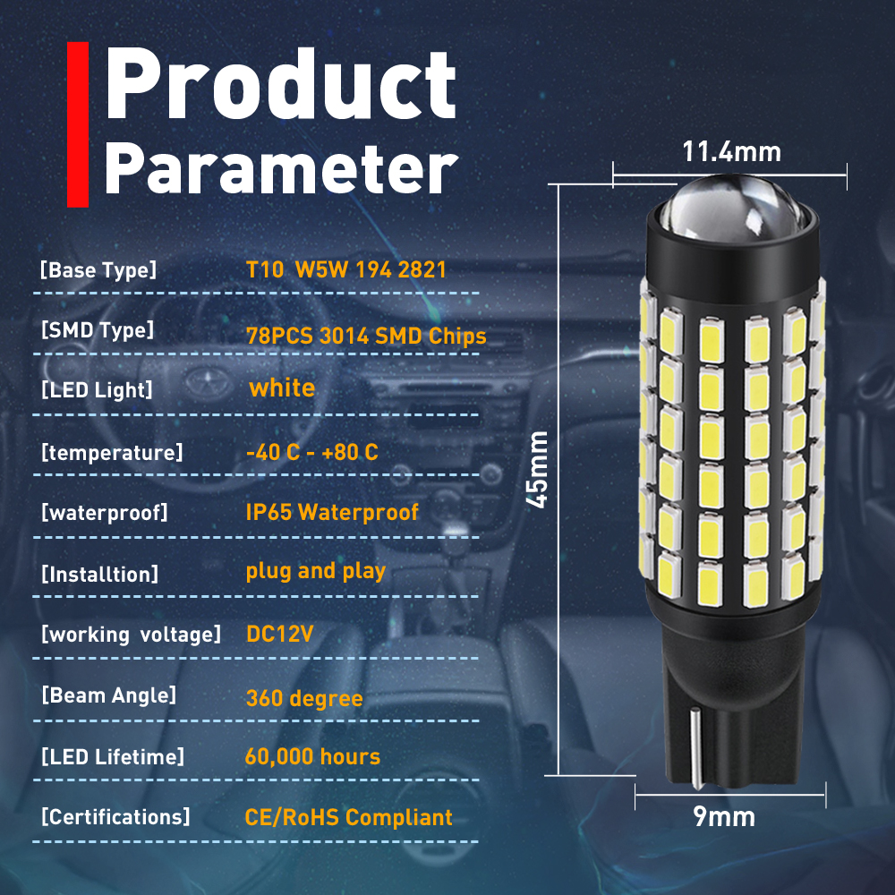 Bombilla Led Canbus para Interior de coche, lámpara de diodo para Lada Vesta Granta Kalina Niva 4x4, T10, W5w, 194, 2825, 2821, 2721, 168