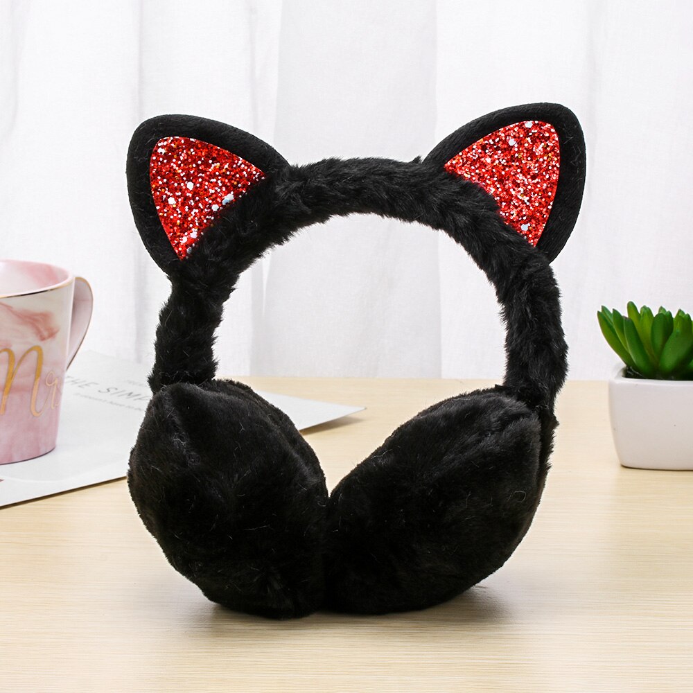 Lovely Winter Ear Muffs Ear Warmer Thicken Plush Unicorn Earmuffs Fluffy Sequin Ear Cover Cute for Cold Weather