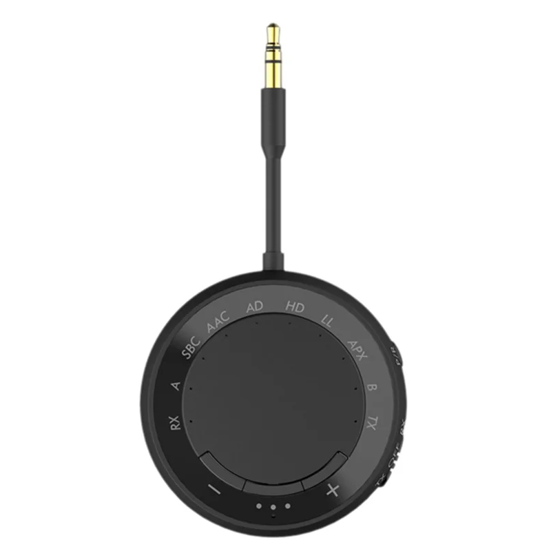 Adaptador Bluetooth 5,4 transmisor receptor adaptador para 2 auriculares baja latencia/HD AUX Audio inalámbrico Bluetooth avión: Negro