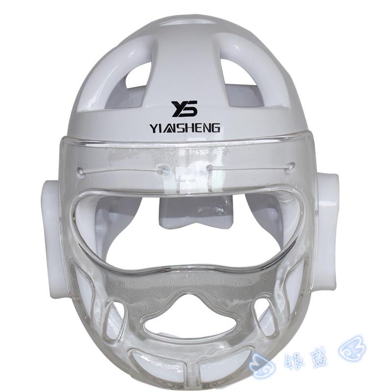 adulte enfants casque de karaté fitness taekwondo casques WTF casque protecteur avec masque facial support de protection complet: WHITE / M