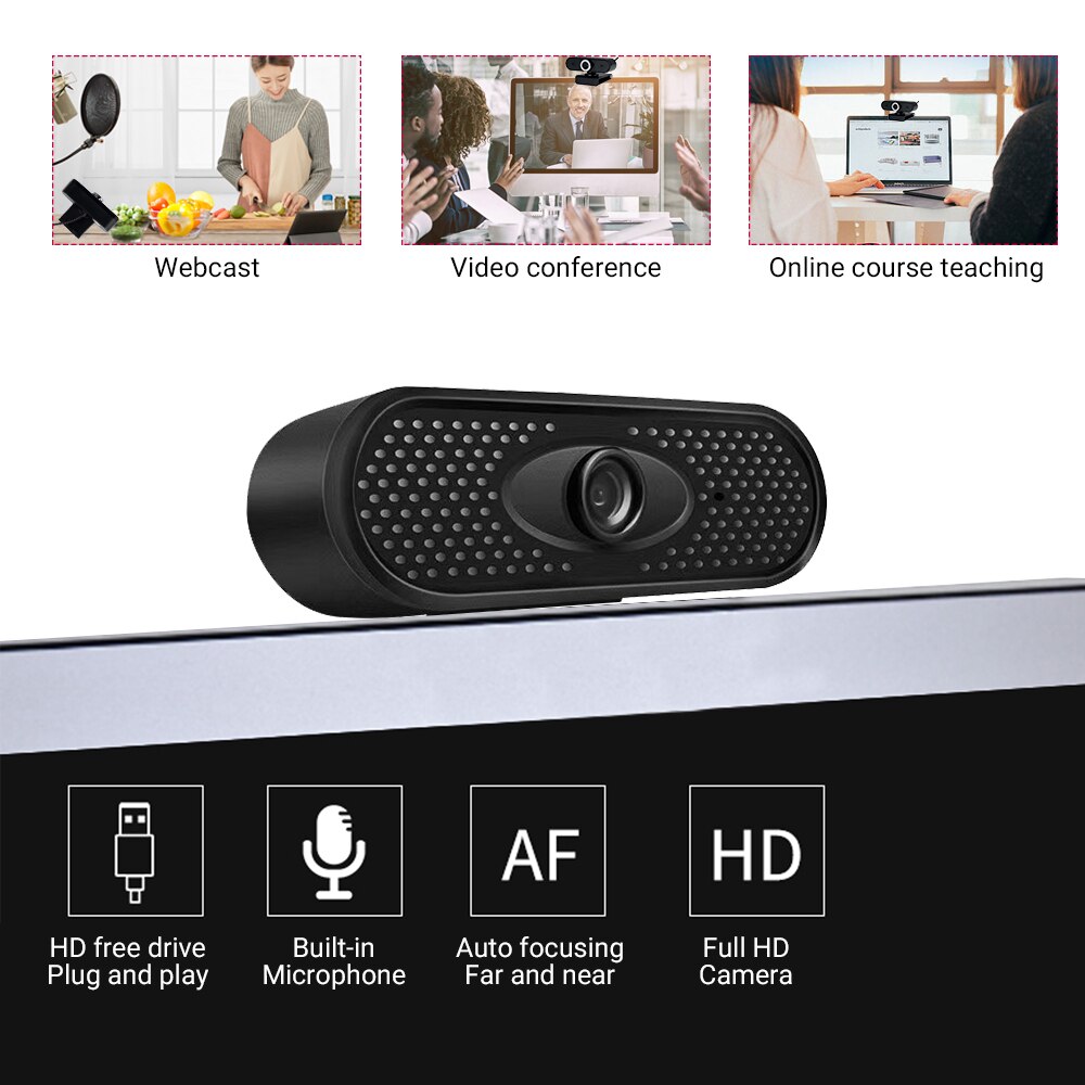 USB Web Camera 2MP Auto Focus Computer Camera Built-In Sound-absorbing Microphone Dynamic Resolution High-end Video Call Camera