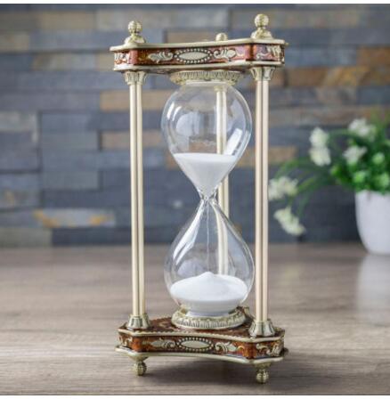 Mode 30 min metalen decoratieve zandloper sablier 30 minuut kleurrijke zandloper voor home decoratie Hg002: bronze coffe
