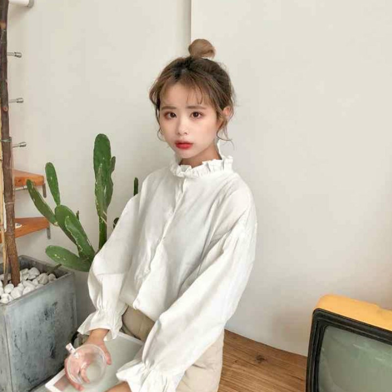 Blusa branca para mulheres, harajuku, roupas femininas, tops e blusas para mulheres, manga alargada, estilo coreano, nova moda, ulzzang chic