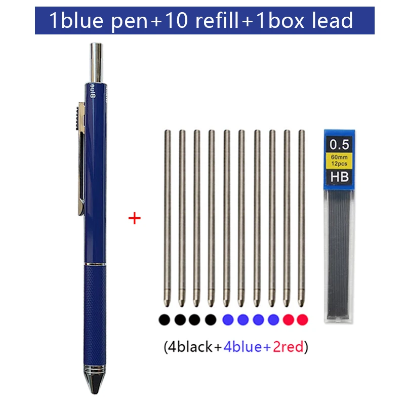 Gravity Sensor 4 In 1 Multicolor Gel Pen Set 0.5mm Black Blue Red Ink Ball Pen and 1 Pencil Lead School Office Stationery: green