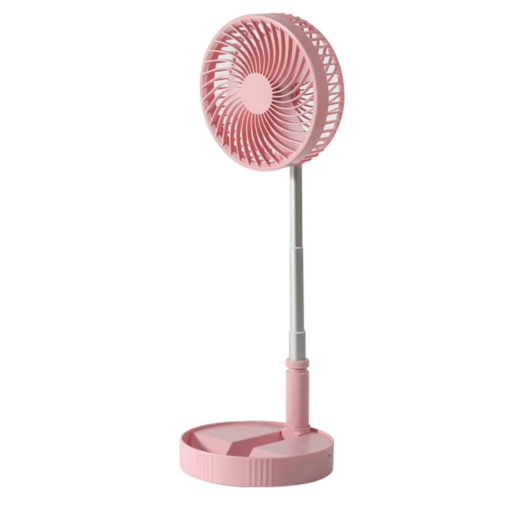P9 Outdoors Portable Folding Usb Floor Fan Fourth Gear Wind Speed Office Mute Cycle Rechargeable Fan: pink 4800mah