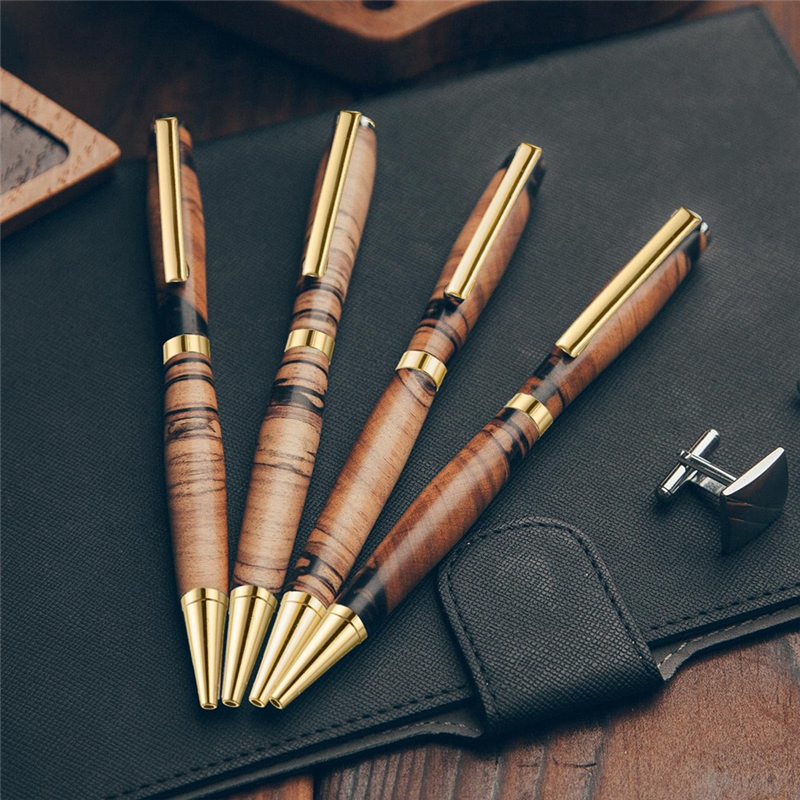 Práctico kit de bolígrafo delgado de 5 piezas para torneado de madera, kit de giro de 7 mm con recambio, ideal para de bricolaje dorado