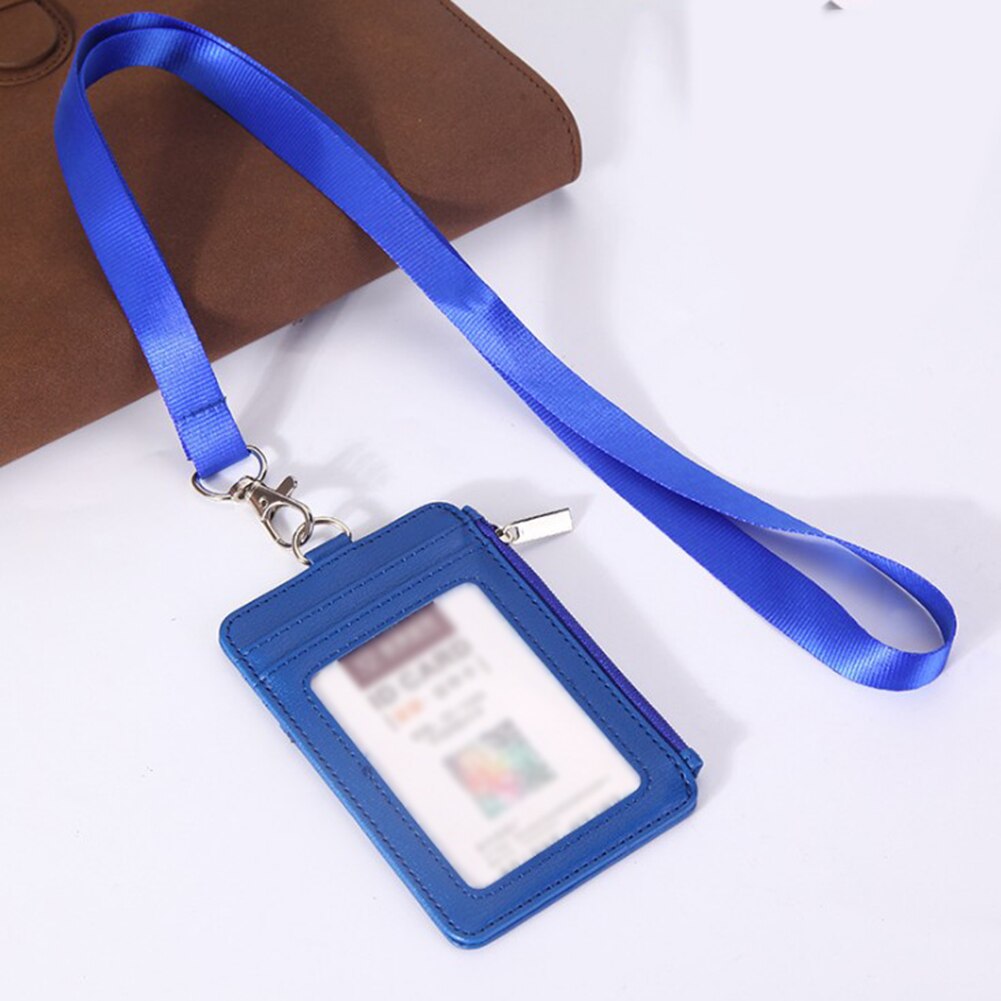 Men Women Adults Kids Leather ID Badge Bus Cards Holder Small Casual Lanyard Credit Card Case Business Organizer Bag: 8