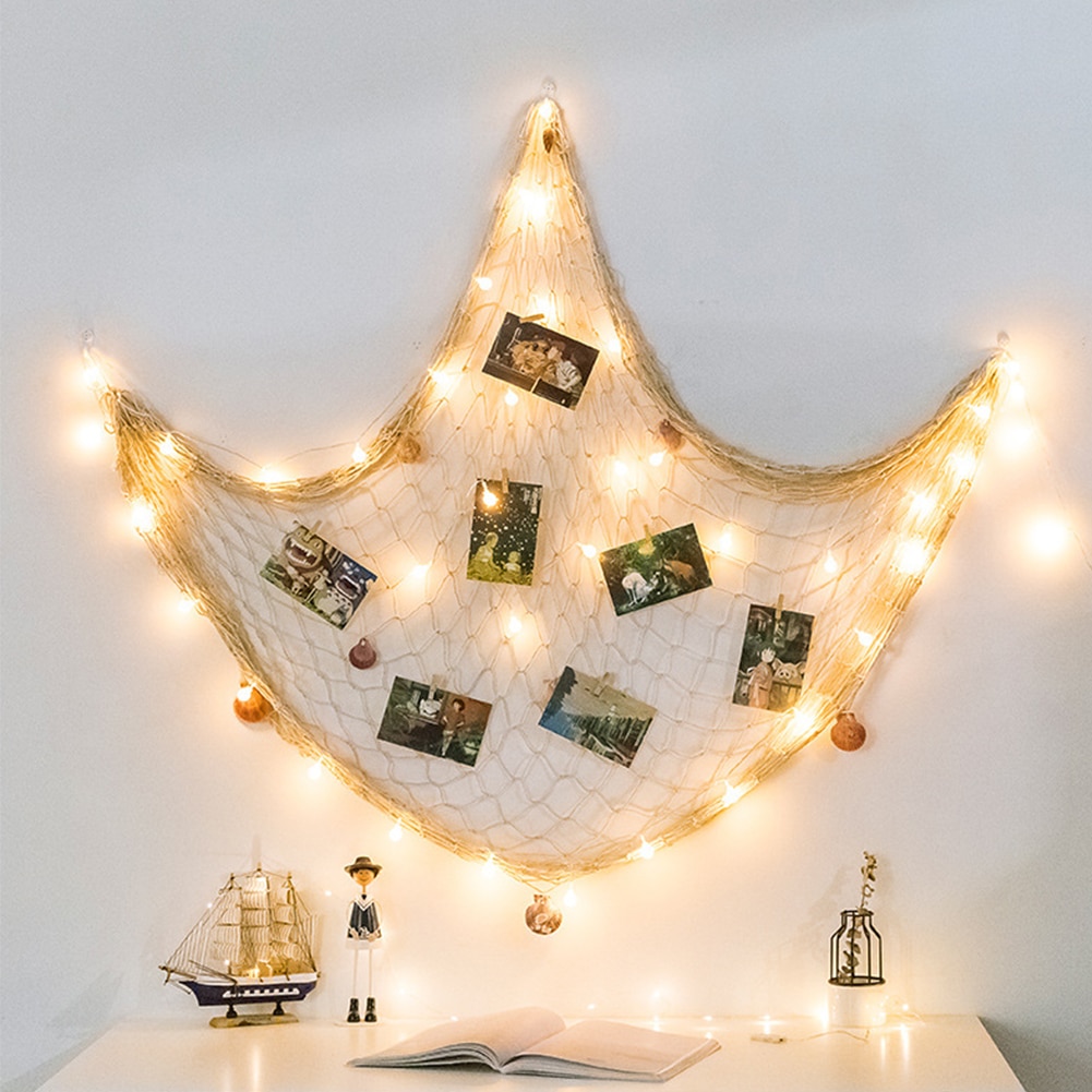 Collage Home Ornament DIY Decoration Display Wall Cards Seashell Artwork Hanging Fishing Net Pictures Organizer Photo Frames
