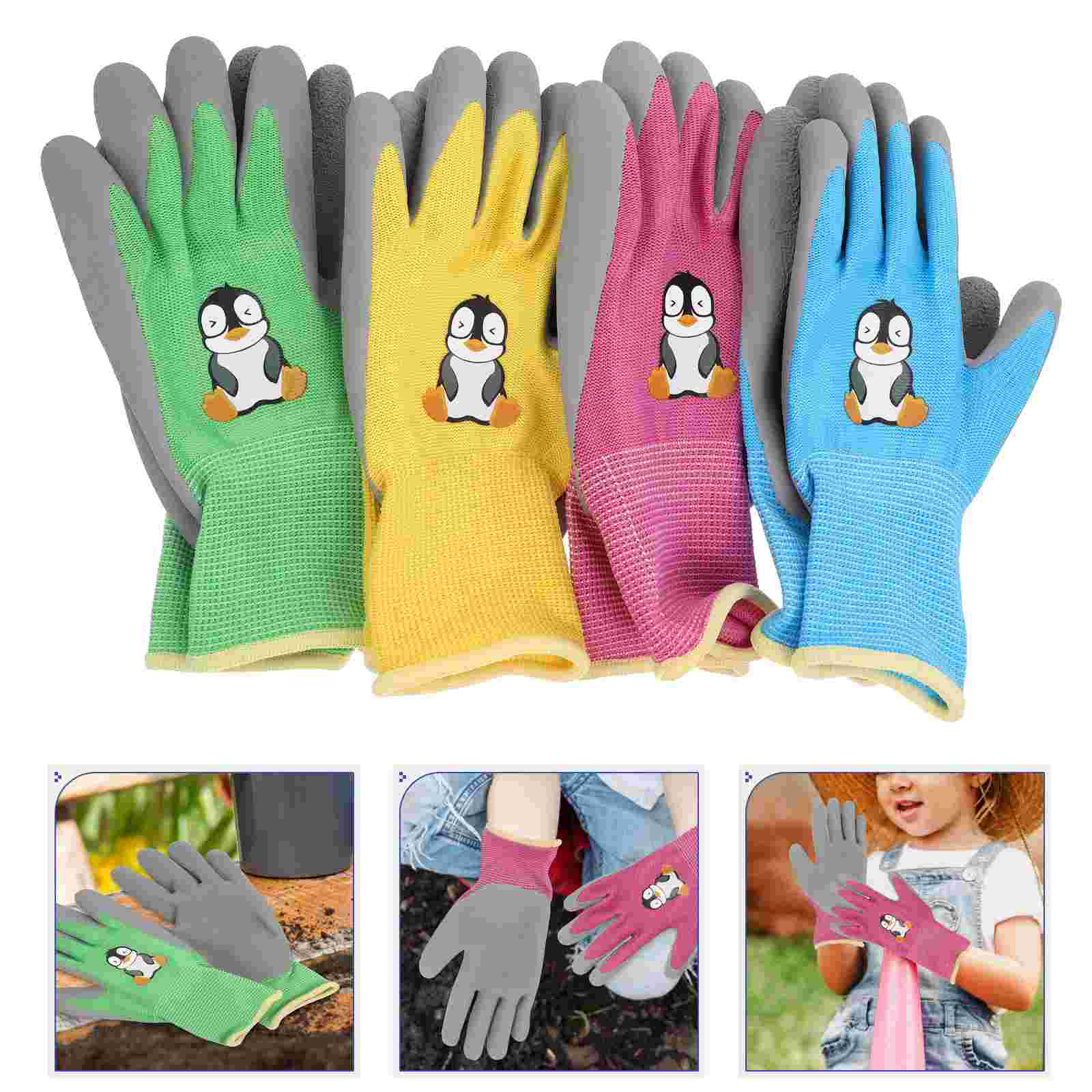 4 Paar das Fäustling Kinderhandschuhe, Gartenarbeit, pannensicher, schwerer Gärtner, Arbeitsschutz, Gartenarbeit