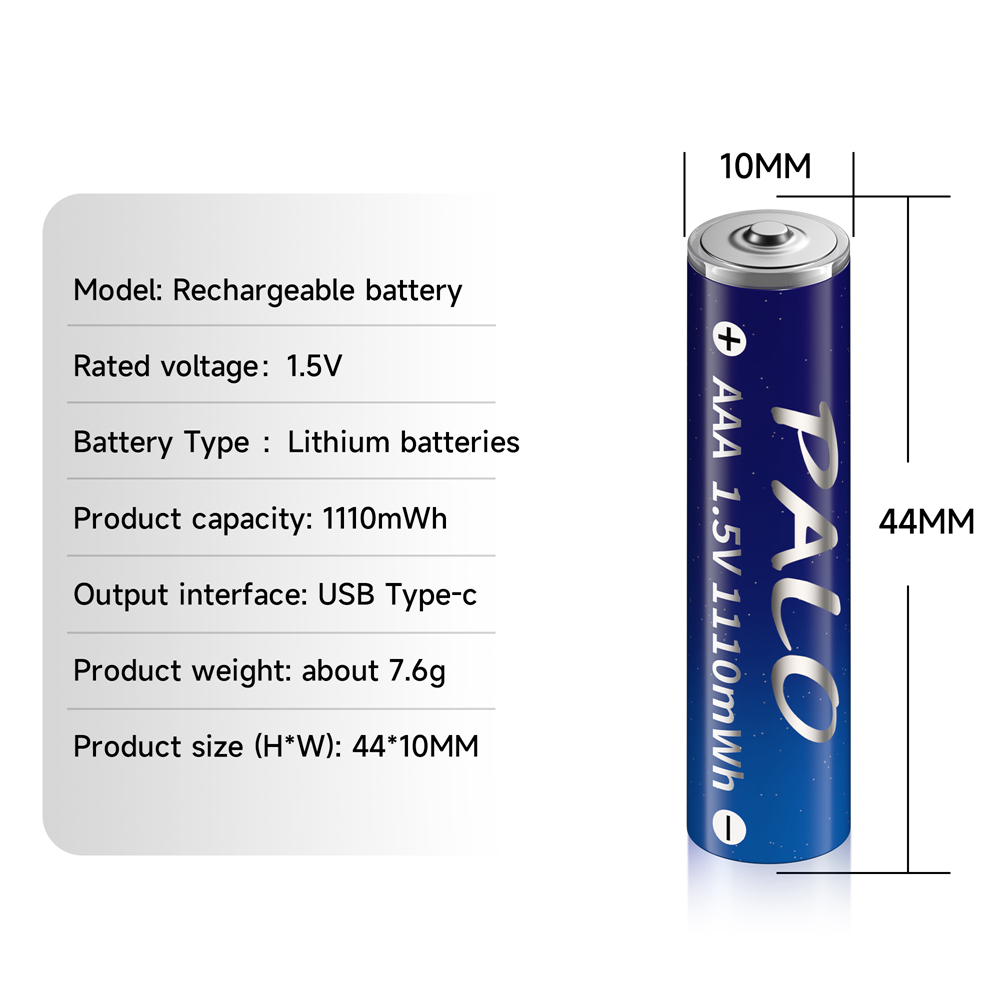 Charge rapide 1.5V AAA batterie Lithium-ion 1110mWh AAA USB batterie Rechargeable au Lithium USB pour souris sans fil + câble USB