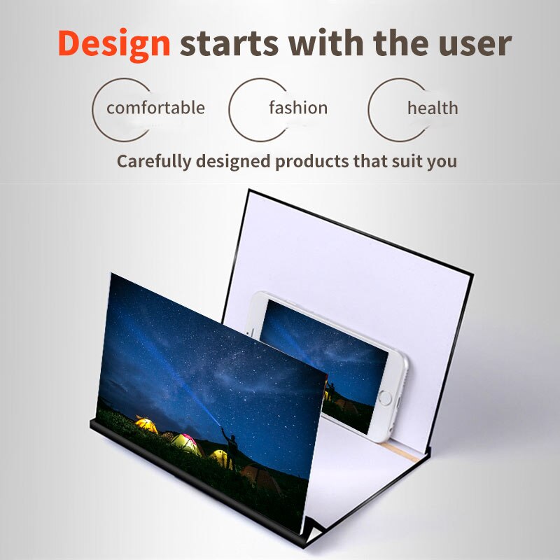 Voor Xiaomi Opvouwbare Mobiele Telefoon Screen Vergrootglas Hd Vergrootglas Telefoon Video Versterker Universele Vouwen Desktop Houder Voor Iphone