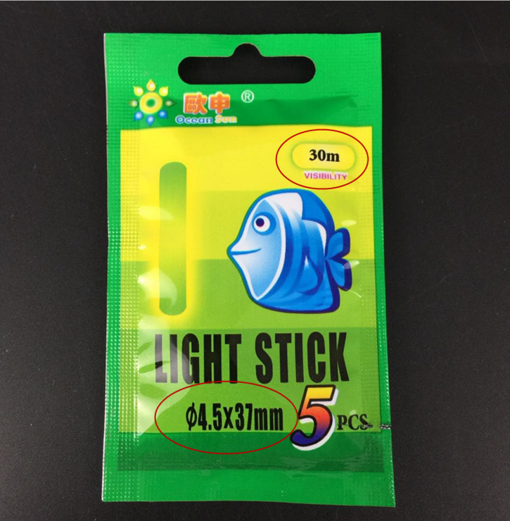 5/20/50 Pcs 4.5*37Mm Vissen Boei Fluorescerende Licht Stick Night Fishing Lichtgevende Boei Hengel/Party: 5pcs / 30m