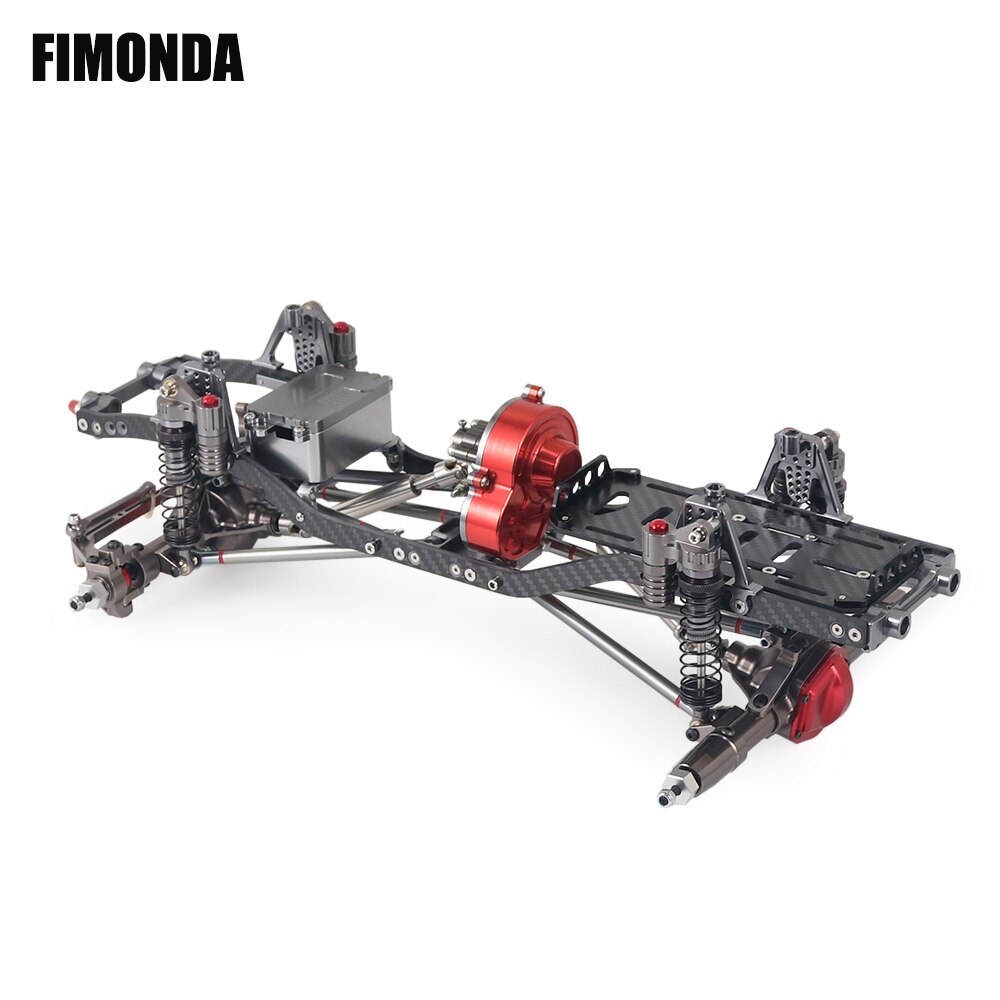 FIMONDA 1/10 RC Crawler Chassis In Metallo Kit di 313 millimetri 12.3 "Passo con di Trasmissione In Metallo di Alluminio Asse Telaio In Fibra di Carbonio ferroviario