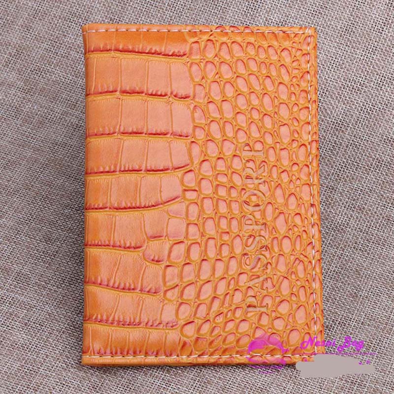 Crocodile Pattern Travel Passport Cover Russia Women Pu Leather Cover on The Passport Case Passport Travel Organizer Paspoort: dark yellow