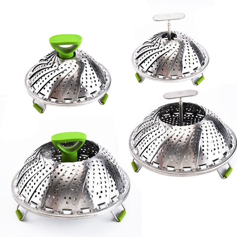 Foldeskål damp rustfrit stål mad damper kurv mesh vegetabilsk komfur damper udvideligt køkkenredskab til madlavning af damp