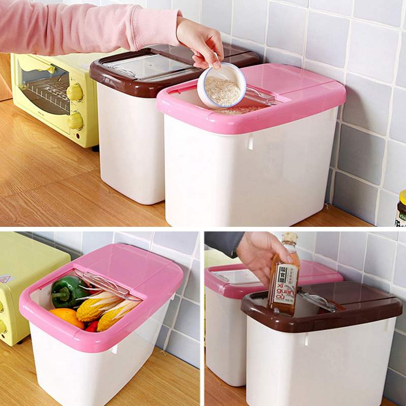 7.5/10kg Plastic Rice Grain Storage Box Grains Beans Food Container Sealed Moisture-proof Food Storage Containers Kitchen Items