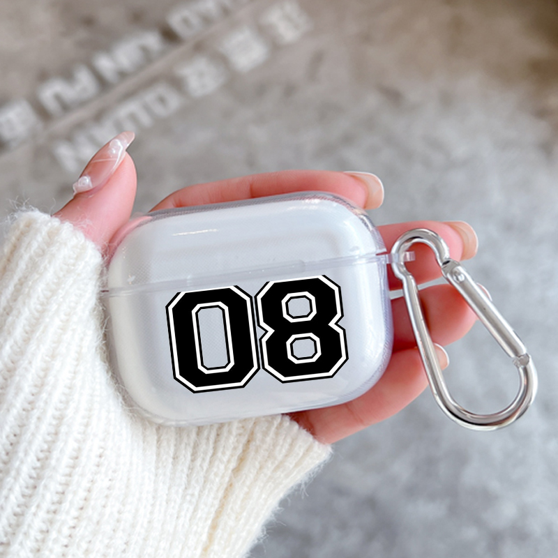 Hoesje Voor Apple Airpods 2 1 Oortelefoon Hoesjes Met Haak Mode Zwart Nummer Voetbal Voor Airpod Pro 3 Pro2 Doorzichtige Beschermhoezen