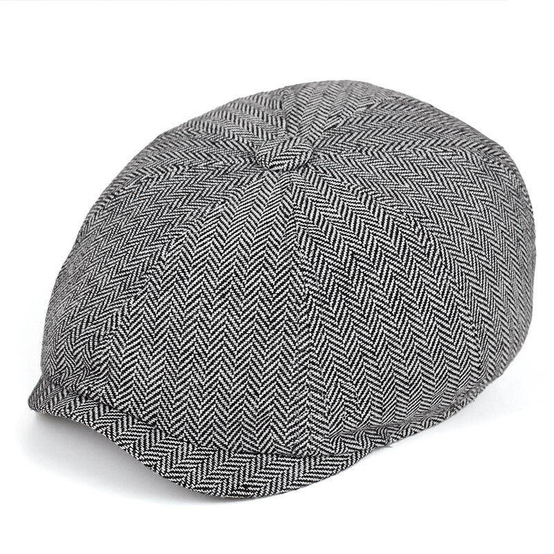 Gorros de invierno y otoño para hombre y mujer, Unisex, de Tweed cálido, octogonal, de Detective, Retro, planos, novedad de: Gris
