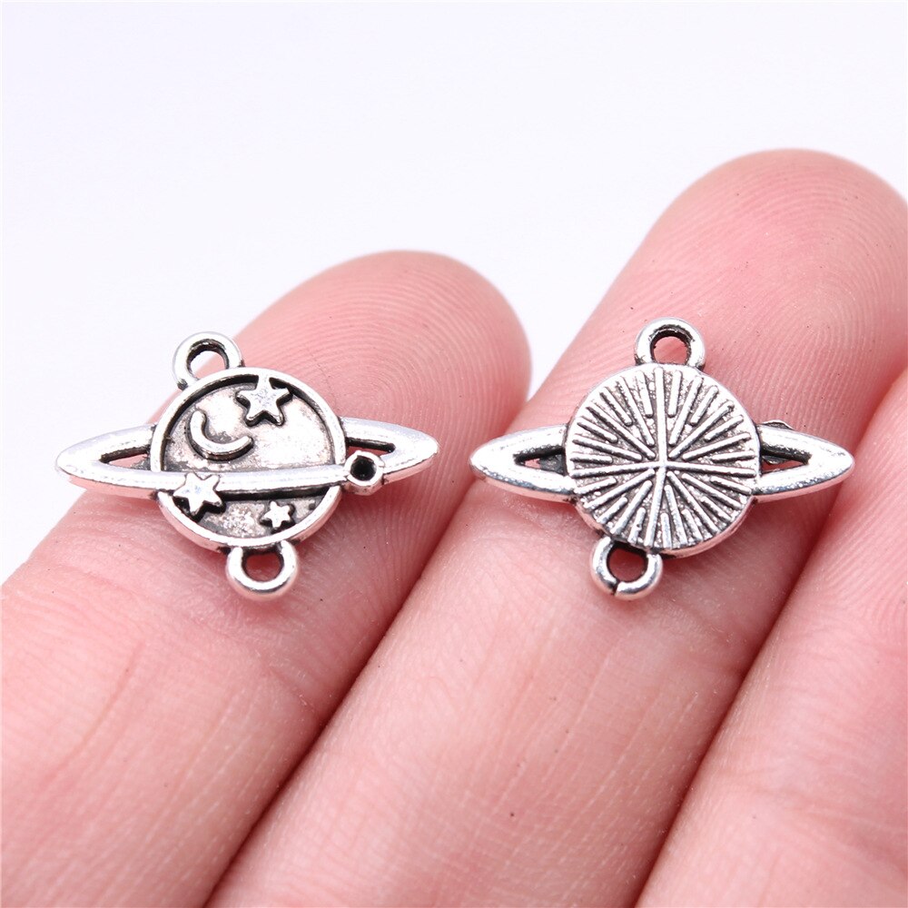 20pcs Saturn Planet Spark Star Solar System Saturn Universe Planet Charms For Jewelry Making
