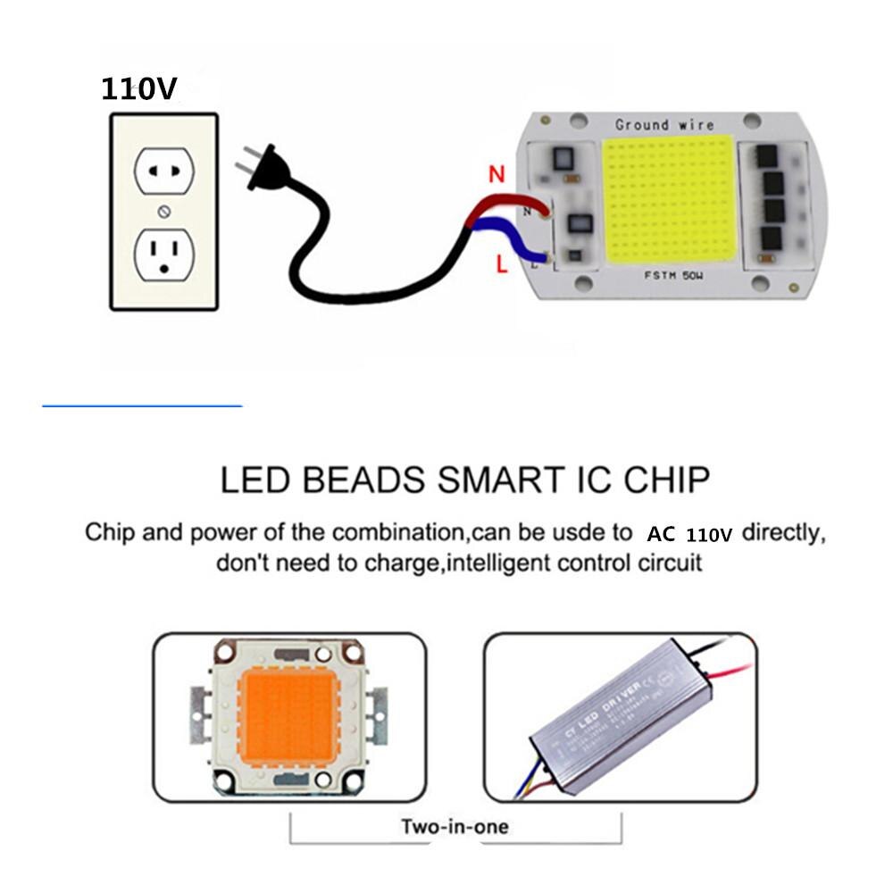 Ac 220V 20W/30W/50W Gratis Driver Cob Lichtbron Hoge Druk Led Chip