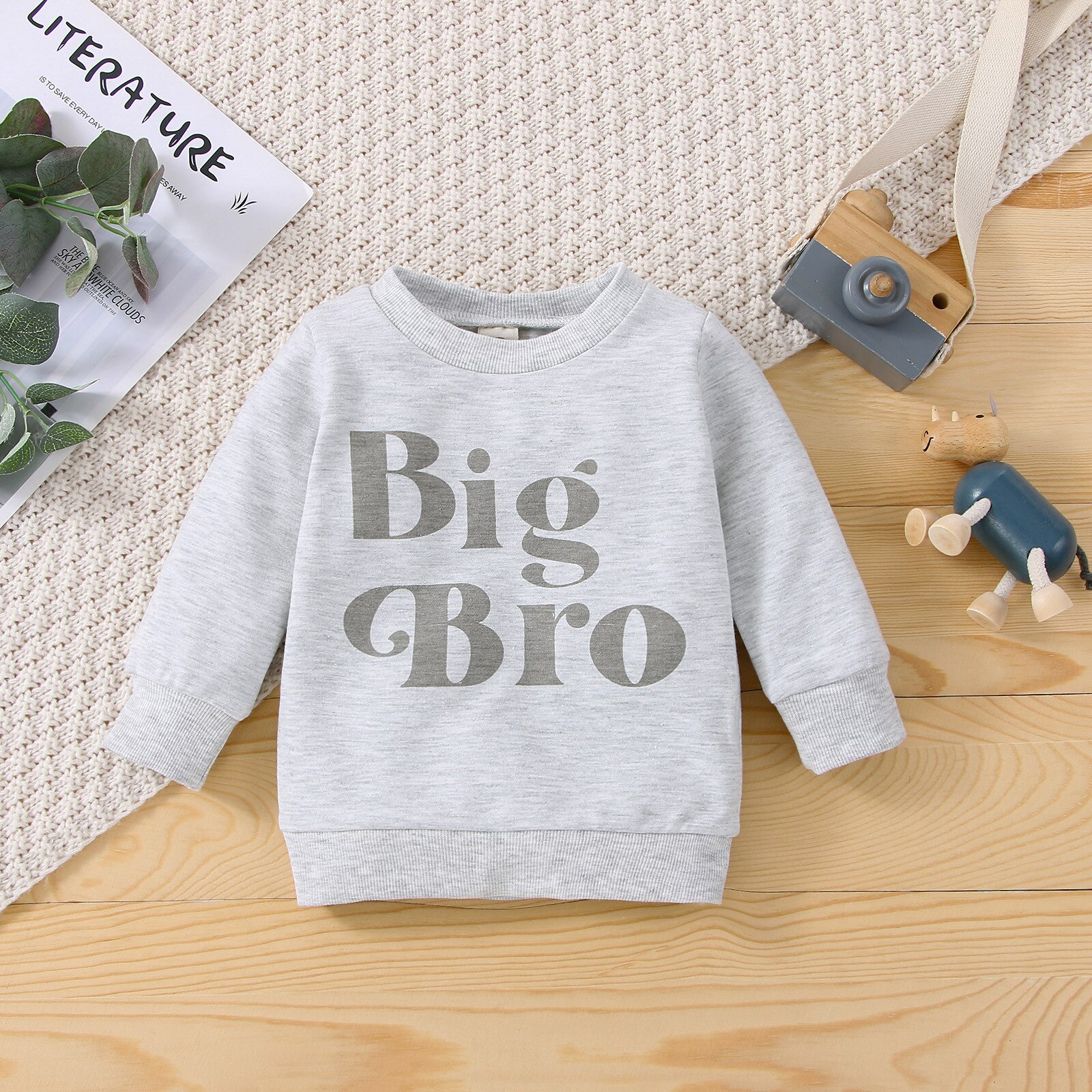 Ropa de manga larga para bebés y niños, sudaderas con letras bonitas, Tops infantiles, 4 colores, Otoño e Invierno: Gris / 110CM
