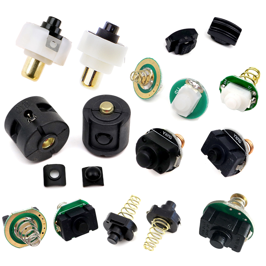 Various LED Flashlight Torch Switch 501B 502B C8 Push Button Click Clicky Switch Module Lantern Light DIY Parts Side Tail Switch