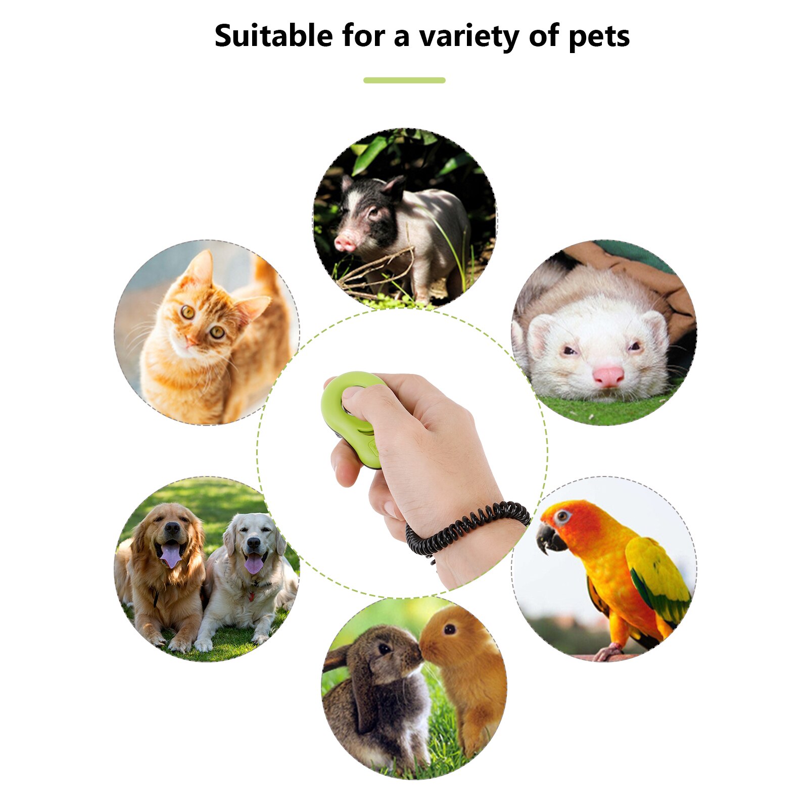 Pet Click Device Dog Training Clicker with Wrist Strap Positive Behavior Reinforced and Train for Dogs Cats Puppy Birds Horses