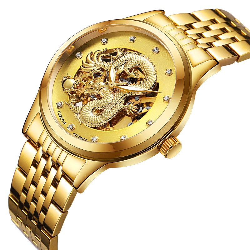 Carotif automatische mechanische horloges voor heren, waterdicht, draak: B1