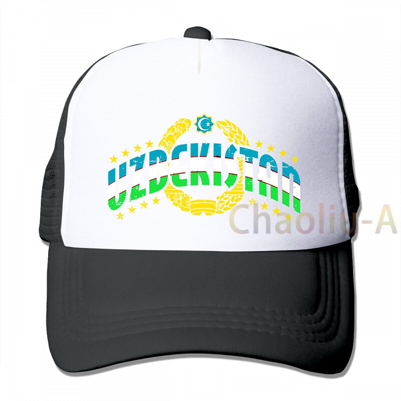 Usbekistan Patriotischen Flagge Usbekistan Stolz Tashkent Samarkand Baseball cap männer frauen Trucker Hüte verstellbare kappe: 3-Black