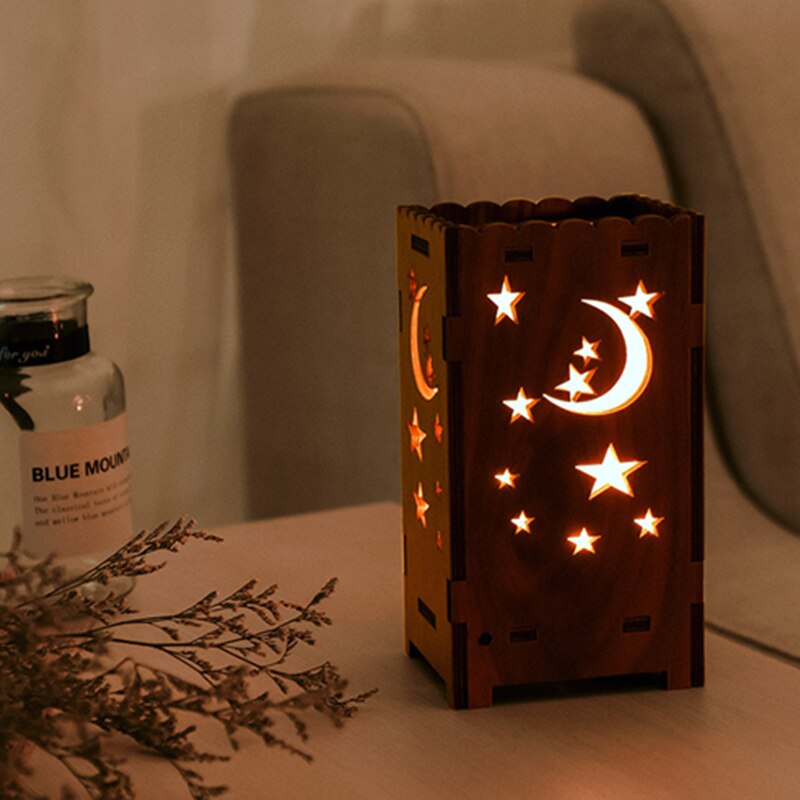 Log Hollow Kleurrijke Romantische Lucky Star Projectielamp Maan Ster Projectie Creatieve Sfeer Nachtlampje Home Licht