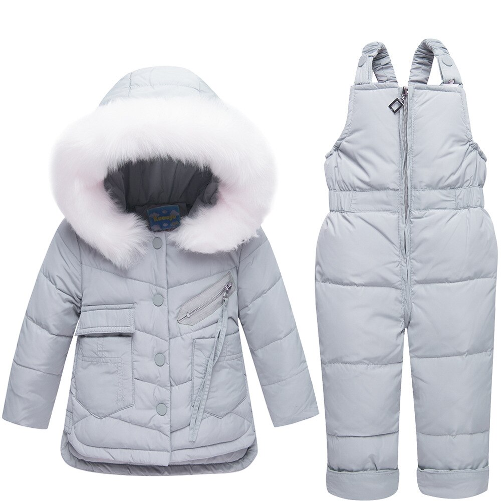 Nouvel hiver pour bébé garçon fille costume enfants canard vers le bas ensemble de vêtements bébé veste + pantalon salopette enfants vêtements Snowsuit