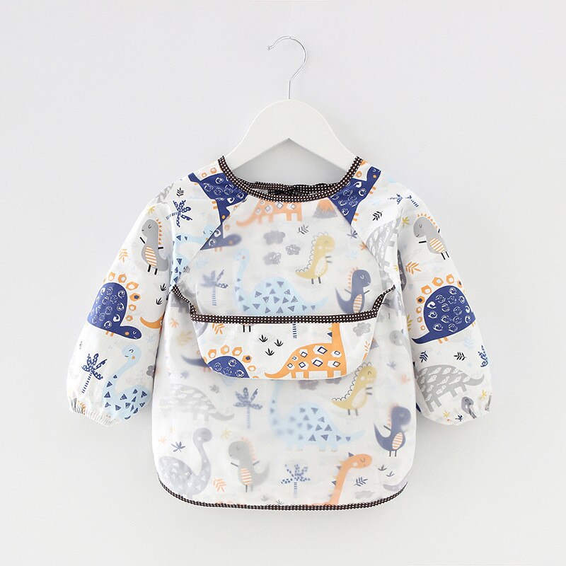 coton bébé bavoirs imperméable enfant manger vêtements enfants manches longues alimentation Smock bavoir bébé tablier Bandana Bebes bavoirs: 6Blue Dinosaur