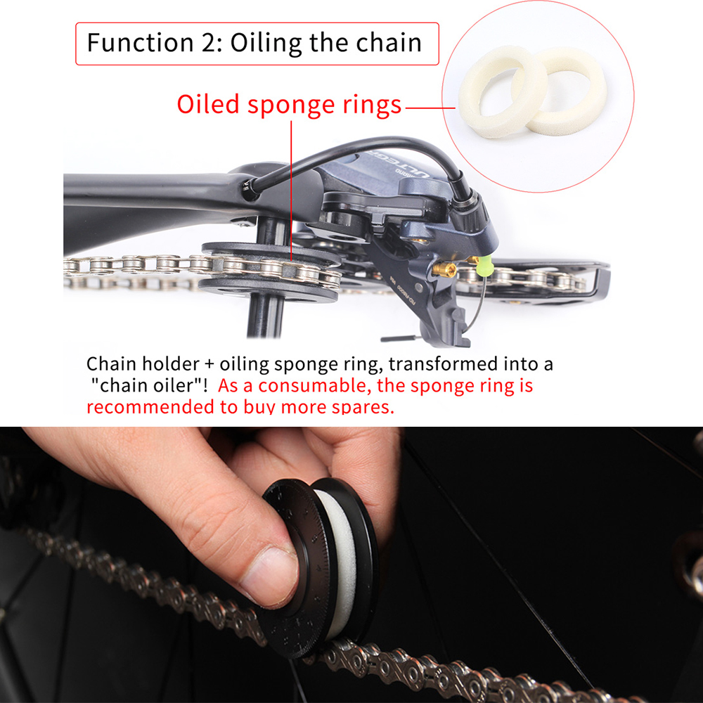 RISK-certidor de cadena de bicicleta multifunción, herramienta de limpieza con esponja para engrasador de cadena, soporte para rueda de bicicleta, Protector de palanca de liberación rápida